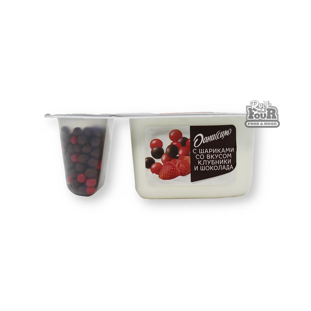 Yogurt "Danissimo Fantasia" with crunchy balls of strawberry-chocolate flavor 7% 105g